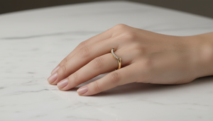 แหวนทอง 14K และเพชรธรรมชาติทรงโค้งสำหรับผู้หญิง 0.03Ctw สำหรับสวมใส่ทุกวัน - Product Image 5