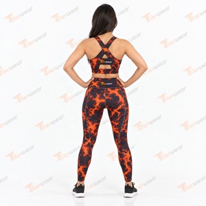 Tiierwear Women's Solid Yoga Set 2-Piece High Waist <b>Leggings</b> <b>Crop</b> Top Racerback Sports Bra Breathable Spandex/Nylon Activewear - Product Image 5