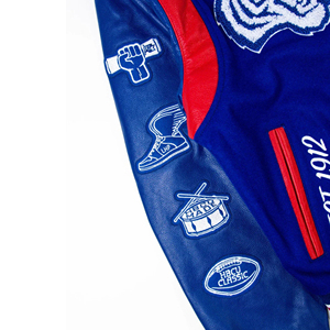 Trống Đồng Bằng Áo Gió Letterman Áo Khoác Người Đàn Ông Thêu Lãnh Đạo Tay Áo Trọng Lượng Nhẹ Len Bóng Chày Áo Khoác Cho Nam Giới - Product Image 2