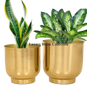 Pots de fleurs et jardinières plaqués brillants aspect attrayant couleur or maison hôtel restaurant et villa fournitures de jardinière d'affichage de fleurs - Product Image 1
