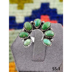 Bague ajustable artisanale en turquoise émeraude de la Vallée du Sud-Ouest et argent sterling, avec technologie d'incrustation à sertissage clos, idéale pour un cadeau - Product Image 1