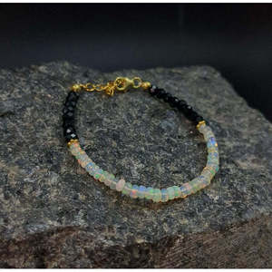 Ethiopian <b>Opal</b> & Black Spinel Fashion Body Jewelry <b>Bracelet</b> - Product Image 1