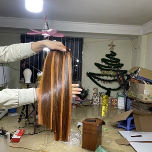 Top selling Cuticle Aligned Piano Brown Orange Global <b>Hair</b> Bone Straight 100% Virgin Remy Vietnamese Hand <b>Tied</b> raw <b>hair</b> - Product Image 3