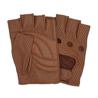 Gants au poignet en cuir véritable pour hommes, gants demi-doigts classiques, confortables et chauds pour l'hiver, vente en gros