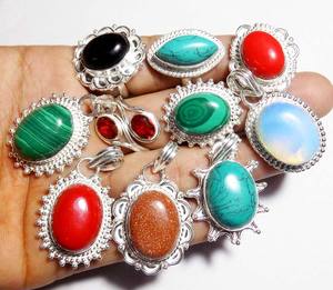 Impressionnant fait à la main en argent Sterling naturel multicolore gemme 8 à 15mm mélange forme lunette ensemble pour ensemble de bijoux de mode et cadeau d'anniversaire - Product Image 2