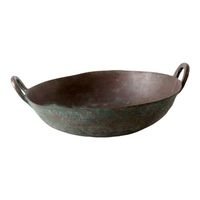 Wok traditionnel indien en métal Kadahi avec poignée en métal, fond en fonte, écologique, pour servir les aliments à la maison