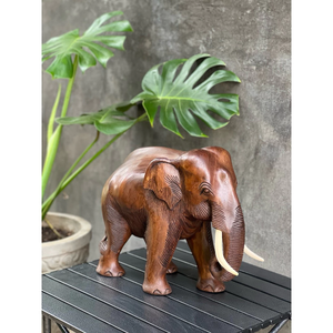 Estatua de Elefante de Madera Tallada a Mano de 10 Pulgadas, Decoración de Altar Tailandés, Regalo de la Suerte, Hermosa Estatua de Elefante de Madera Tallada a Mano, Producto de Tailandia - Product Image 2