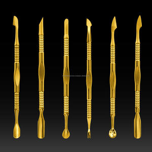 ที่ดันหนังกำพร้าแบบสองหัว คุณภาพสูง ทำจากไทเทเนียมโกลด์ ใช้ซ้ำได้ สำหรับทำเล็บ ขจัดเซลล์ผิวที่ตายแล้ว สามารถปรับแต่งสีโลโก้ได้ - Product Image 2