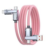Kabel Pengisian Cepat 2 in 2 Strong Nylon 5A Heavy Duty 540 Derajat Putar USB-C ke C dengan USB-A untuk Printer, Dilindungi Tembaga Murni