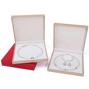 Wholesale Luxury PU Leather Rectangle Jewelry <b>Gift</b> <b>Box</b> Zipper Closure Hot-Stamped Logo Ready-Stock <b>Box</b> Set <b>for</b> Pearl <b>Necklace</b> - Product Image 2