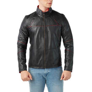 Veste en toile et cuir pour homme de haute qualité, personnalisable avec logo, tendance, coupe-vent et imperméable pour l'hiver - Product Image 6