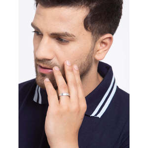 Anillos de Plata de Ley 925 de Primera Calidad para Hombre, Estilo Hip Hop, Diseño Geométrico con Incrustaciones de Diamantes, Platino - Product Image 3