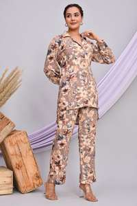 Ensemble coordonné en tissu rayonne confortable pour vêtements décontractés, doux et extensible, pour un usage quotidien et au bureau, prix de gros, livraison mondiale - Product Image 2