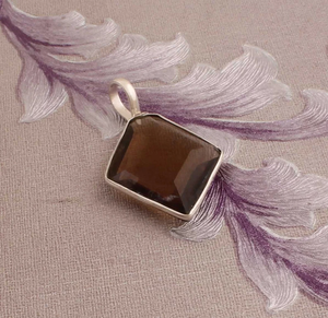 Pendentifs et breloques élégants en argent sterling 925, avec pierre précieuse en quartz brun faite à la main, plaqué or rhodié, classique pour anniversaire - Product Image 3