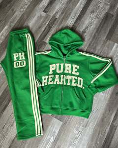 Ensemble de survêtement Y2K personnalisé avec logo brodé pour homme, ensemble de jogging unisexe, survêtement pour homme, broderie délavée, patch, jogging - Product Image 5