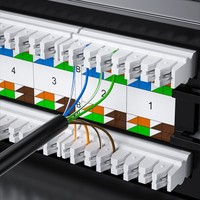 Kabel jaringan manajemen Data CAT5 bingkai distribusi 19 inci 24 Port Panel Patch kosong