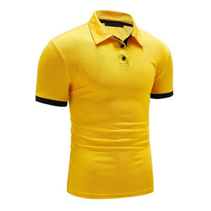 Algodón transpirable cómodo para hombre para Polos de talla grande cuello vuelto amarillo último diseño gran oferta patrón sólido - Product Image 4
