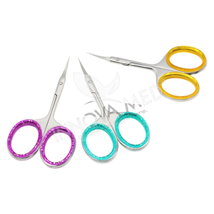 Tijeras profesionales para cutículas, mango colorido Extra afilado, tijeras de manicura de acero inoxidable, tijeras de precisión para uñas con logotipo personalizado - Product Image 2