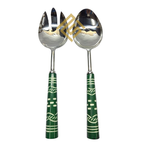 ชุดรับประทานอาหารสแตนเลสสตีลหรูหราปรับแต่งได้ด้ามจับทำจากเรซินกระดูกฮอร์นโลหะ - Product Image 1