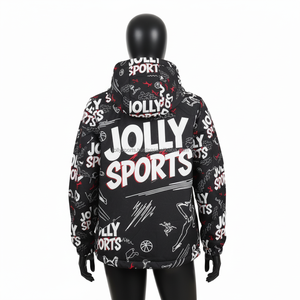 Veste Softshell pour femmes 260 GSM Polyester Spandex Noir Panneaux imprimés multicolores Logo personnalisé Transfert thermique Veste Softshell pour femmes - Product Image 2