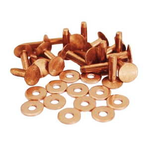 9 # 12 # 14 rivets en cuivre massif à tête plate et ardillon pour cuir - Product Image 1