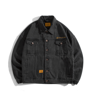 Chaqueta Vaquera Negra Bordada Personalizada para Hombre, Estilo Otoñal, de Alta Calidad, Holgada y a la Moda - Product Image 6