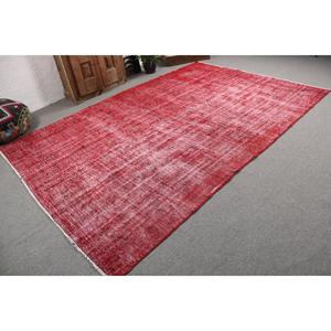 Vintage Turkish Rug, Oversize 7.1x10.2 ft (215x311 cm) Rug, <b>Red</b> Southwestern <b>Wool</b> Rug - Product Image 2
