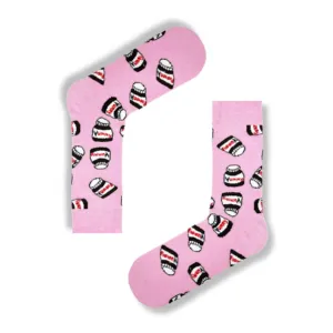 Chaussettes montantes roses à motif Nutella, respirantes, chaudes, à rayures, avec design de personnage, longueur genou, pour usage quotidien en hiver - Product Image 1
