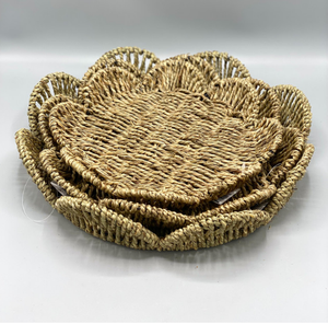 Wholesale Set 3 Seagrass Serving <b>Tray</b> Flower Shape Decor Items Made in Vietnam - SISU - Product Image 1