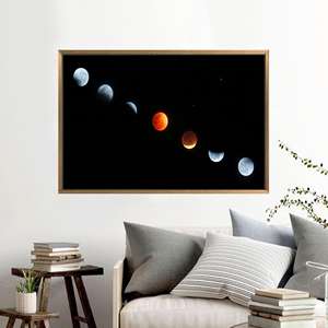 Elegant Printed <b>Canvas</b> Art: Moon Phases Space Decor,1P:Gold <b>Framed</b> - Product Image 1