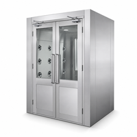 Cabine de douche d'air compacte pour une personne, en acier blanc thermolaqué, avec filtre HEPA et commande vocale