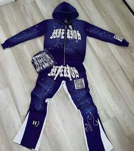 Conjunto de Sudadera con Capucha y Pantalones Deportivos de Estilo Vintage con Cierre, Talla Grande Unisex para Hombre, Logotipo Personalizado, 100% Algodón, Estilo Urbano, Lavado Ácido - Product Image 5