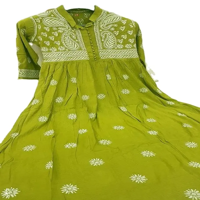 Ropa de playa de diseñador para mujer, vestido de algodón con estampado de bloque de mano, Túnica india, moda Bohemia, venta al por mayor