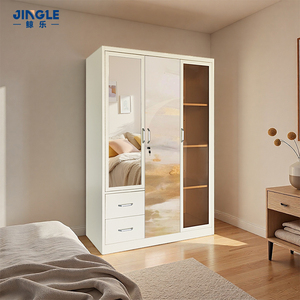 ตู้เสื้อผ้าเหล็กอุตสาหกรรมพร้อมลิ้นชัก ตู้เสื้อผ้าโลหะ 3 บานเปิดพร้อมกระจกสำหรับห้องนอน ตู้เสื้อผ้าแบบปรับแต่งได้ - Product Image 3