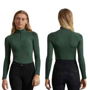 Nueva llegada ecuestre de cuatro vías estiramiento señoras técnica de equitación superior, que absorbe la humedad mujeres montar mostrar capas base mostrar camisas - Product Image 1