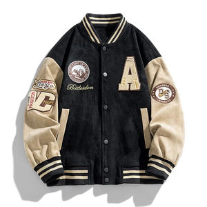 Chaqueta de béisbol de moda de calle para hombre, chaqueta de bombardero de lona bordada, prendas de vestir de estilo Hip Hop - Product Image 1