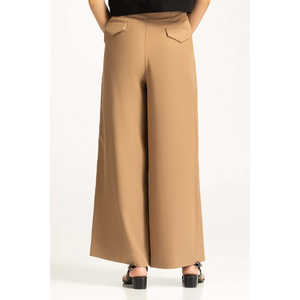 Pantalon décontracté pour femme WM-TRC-WS24-116 en tissu mélangé pour l'automne, coupe large, taille haute, mi-haute, mi-basse, infroissable, respirant, en crêpe et velours côtelé coloré - Product Image 3