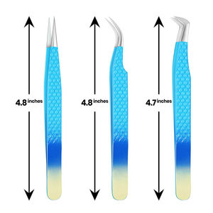 Pinzas profesionales de pestañas de acero inoxidable Premium de alta calidad, mango cómodo antimagnético, pestañas de borde afilado de 10mm - Product Image 4