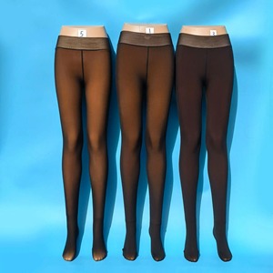 Dropshipping medias de mujer cálido invierno elástico negro medias delgadas moda Casual más terciopelo marrón grueso Leggings pantimedias - Product Image 1