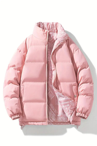 <b>Men's</b> Plus Size Winter Warm Thick Outerwear Style Zipper Closure Waterproof Breathable Paisley Pattern Reversible Puffer <b>Jacket</b> - Product Image 5