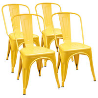 Chaise de salle à manger d'extérieur moderne en acier inoxydable, inclinable, imperméable, empilable et portable pour restaurant, café, bureau et usage domestique