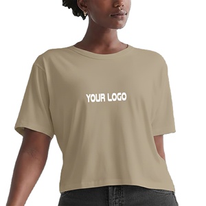 Camiseta de mujer de tela de algodón suave, transpirable, informal, para uso diario y top corto elegante, perfecta para el verano, en oferta online. - Product Image 1