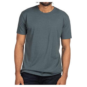 T-shirt tricoté à motif uni pour homme, poids lourd 220 grammes, polyester/coton, impression par transfert thermique, manches courtes, logo personnalisé - Product Image 3