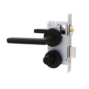 Ensemble de poignées de <span class=keywords><strong>porte</strong></span> en acier inoxydable noir moderne, installation facile, design ambidextre, commande poussoir-tiroir pour portes intérieures - Product Image 3