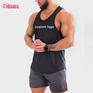 Toptan sıcak satış pamuk erkek Tank Tops için yaz özel Logo spor Fitness egzersiz Singlet kas vücut geliştirme erkekler Tank Top