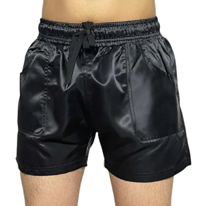 Short décontracté taille moyenne pour hommes Séchage rapide Confortable Motif solide Fermeture à taille élastique pour l'été 100% Polyester - Product Image 2