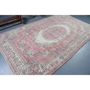 Tapis turc vintage 5,9x9,9 pieds, grand tapis en laine rouge à pois - Product Image 2