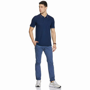 Ropa de moda Nevi Color azul Polo de hombre hecho con poliéster algodón Ropa de oficina Polo de media manga - Product Image 3