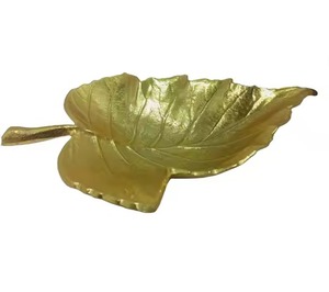Bandeja de Servir y Plato para Postres de Aluminio Dorado de Primera Calidad con Forma de Hoja Art Deco para Decoración del Hogar y Festividades - Product Image 4