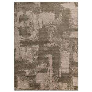 Alfombra Entropy Green de Lana y Seda de Bambú Anudada a Mano, 10mm, Rectangular, Abstracta, para el Hogar, Pasillo, Sala de Estar, Técnicas Hechas a Mano - Product Image 1